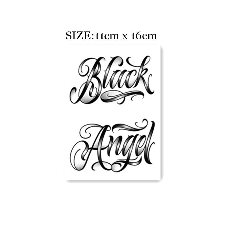 Waterproof Temporary Tattoo Sticker Black Letter Design Body Art Fake Tattoo Flash Tattoo Arm Leg Female Male