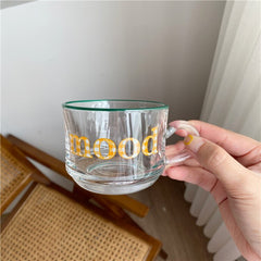 Korean Style Minority Thousand Birds Yellow Checkered Glass Cup Coffee Cup Breakfast Cup Milk Tea Cup Dish Set
