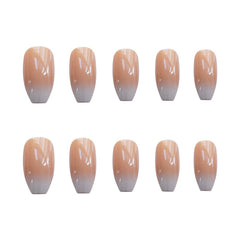 Yickyue Glossy Ombre Pink Nude White French Ballerina Coffin False Nail Gradient Natural Press On Ballet Fake Nails Tips Reusable Wear