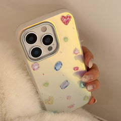 Gilding Laser Colorful Gemstone Pattern Plating Laser Phone Case for IPhone 17 13 14 15 16 Pro Max Shockproof Protective Cover
