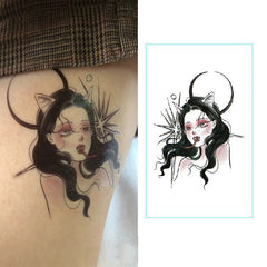 YICKYUE  -  Fake Tattoos Waterproof Hand Back Finger Tatoo Sticker Dark Tattoo Stickers Smile Rose Witch Cube Maple Leaf Temporary Tattoos
