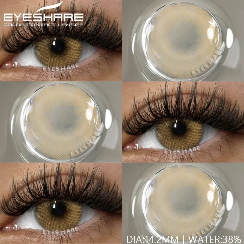 YICKYUE  -  1 Pair Natural Colored Contact Lenses with Prescription Myopia Lenses Green Contacts Fashion Brown Lenses Gray Pupils