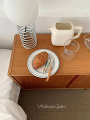 YICKYUE  -  Korean simple plate light blue line breakfast salad plate blue dessert plate summer oblique decoration