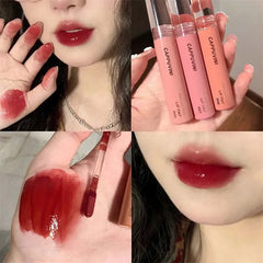 YICKYUE  -  New 6 Color Mirror Dyeing Lip Gloss Moisturizer Liquid Lipstick Waterproof Long Lasting Red Lip Tint Korean Makeup Cosmetic