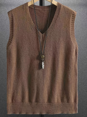 Hearujoy 100% Viscose Solid Color V-Neck Knit Tank Top - Casual Sleeveless Sweater, Skinny Fit, Stretch Fabric, 210g/m² - for Spring/Fall, Outdoor & Streetwear, Adult & Teen