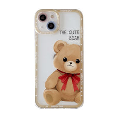 Happy couple duck bear cute back cover for iphone 12 13 mini 11 pro max 8 7 plus x xr xsmax cartoon phone case lovely conque