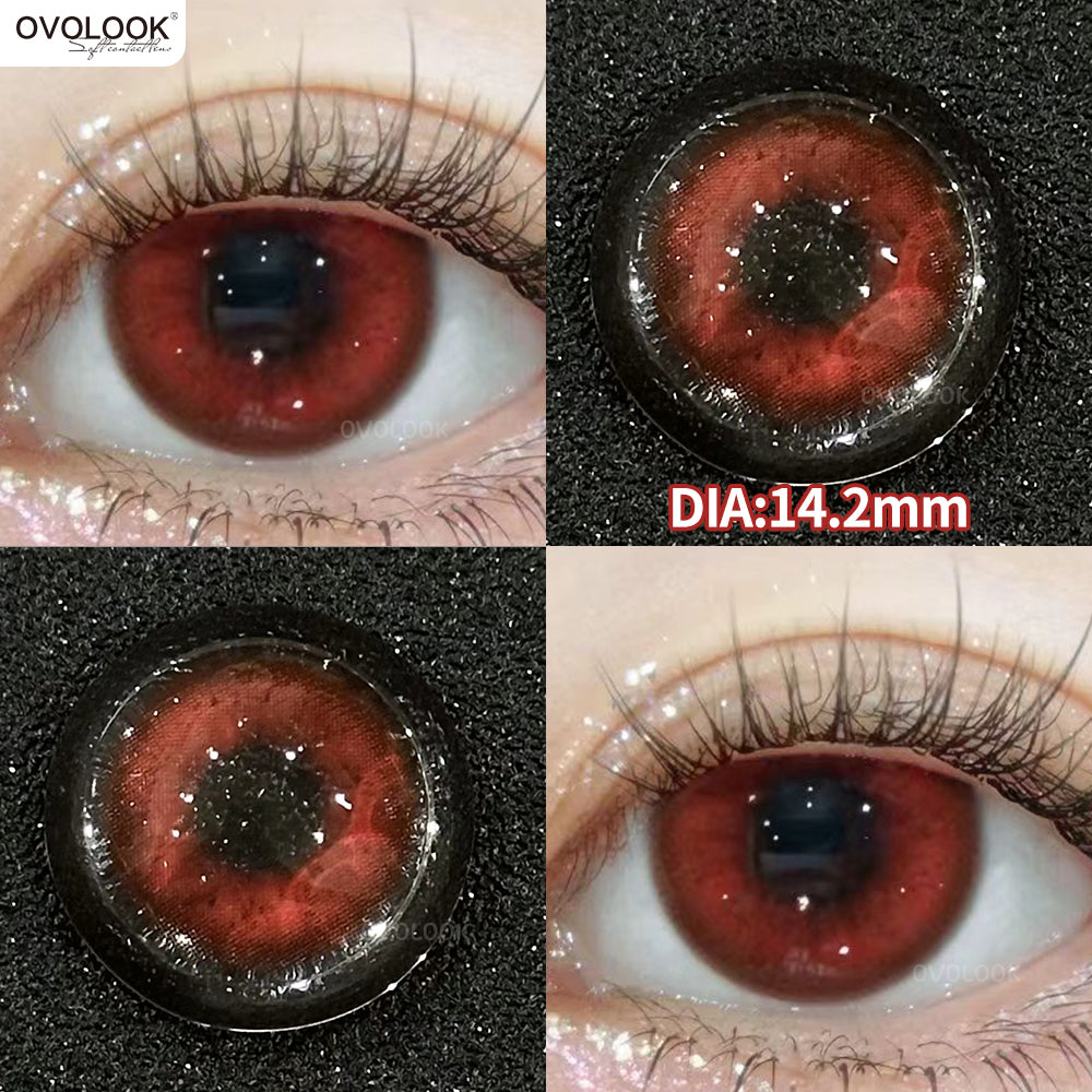 YICKYUE  -  Rose Witch Cosplay Prescription Contact Lenses Myopia Lenses with Diopter Anime Red Pupils Color Contact Lenses for Eyes
