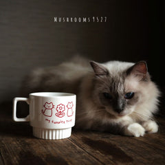 Creative Kawaii Kitten Ceramic Korean Stacking Cup Office Coffee Breakfast Cup Cute Couple Cup with Souvenir