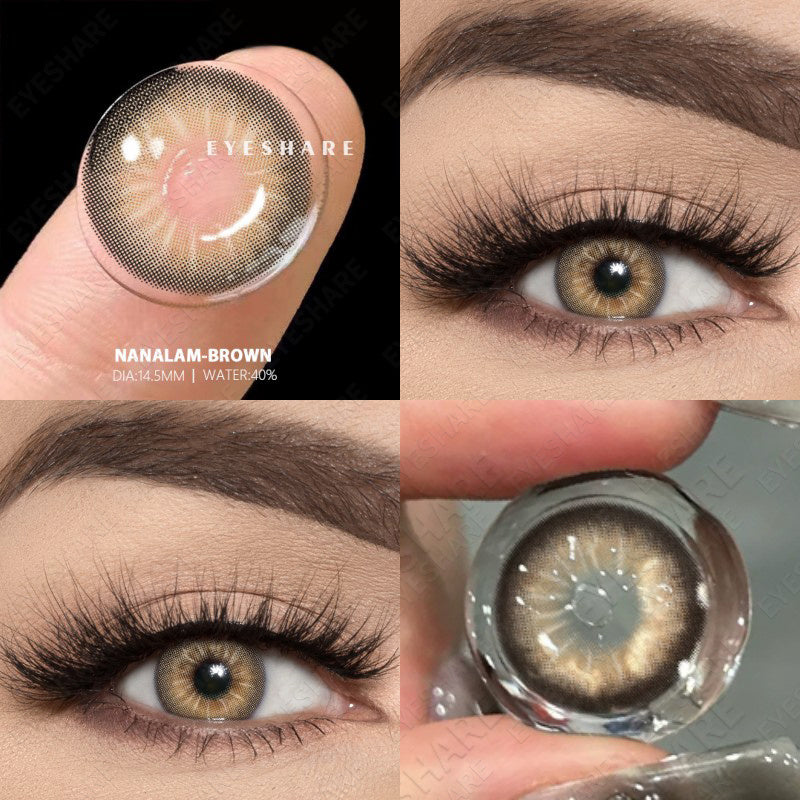 YICKYUE  -  Myopia Lens Contact Lenses 1Pair Colored Contacts with Degree Lens Gray Lenses Brown Eye Lenses Yearly Natural Contacts