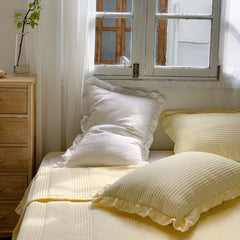 2 Sets Super Soft Chiffon Yarn Quilted Pillowcase,Thick Ruffled Pillowcases Bedding Pillow Case 50*70cm Pillow Cover Bedroom