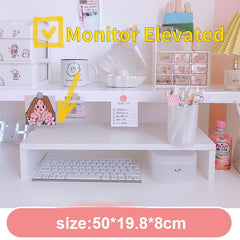 Kawaii Desktop Storage Box Organizer Set Drawer Cute Plastic Desk Storage Shelf Office Desktop Organizer Pen Holder Storage Box
