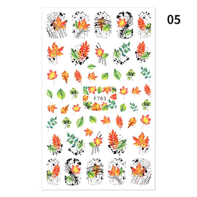 Abstract Lady Face 3D Nail Stickers Flowers Fall Leaf Sliders Paper Nail Art Decor Gel Polish Sticker DIY Manicure Foils Tips