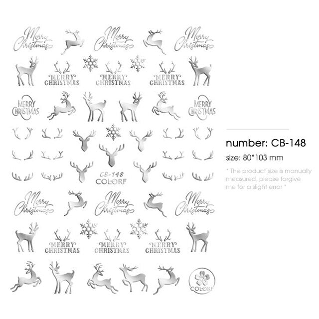 1 pieces stickers for christmas nails decals snowflakes envelopes christmas snowman decorations for winter nails manicure tools