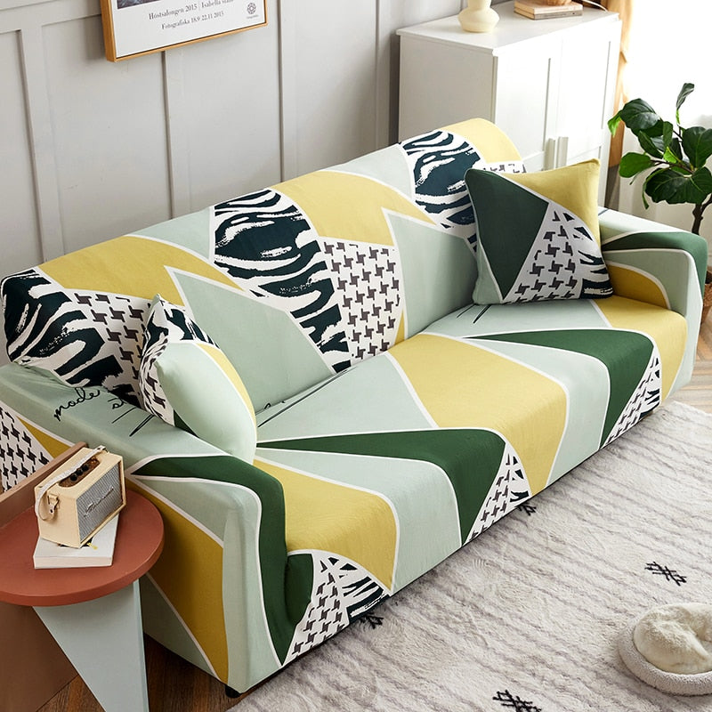 Geometric Spandex Anti-dust Sofa Cover Elastic Colorful Printing Tight Wrap Couch Cover for Living Room housse canape dangle
