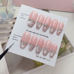 Pink Diamonds Handmade Press On Nails