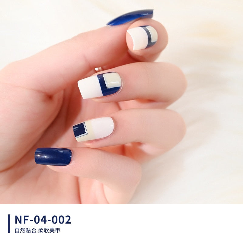 24Pcs/Set Wearable Manicure Finished Artificial  Ballerina Press on Nail Art Patch Fake Nails Flat Head Square Nail False Strips