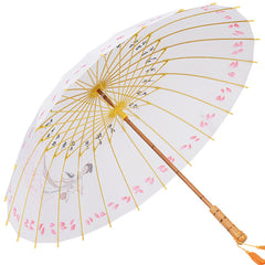 Long Handle Wooden Women Chinese Style Umbrella Umbrella Cherry Blossoms Ancient Dance Umbrella Ladie Decorative Perform Parasol
