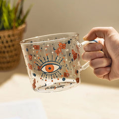 MDZF SWEETHOME 500ml Creative Scale Glass Mug Breakfast Milk Coffe Cup Household Couple Water Cup Sun Eye Pattern Drinkware