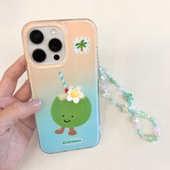 YICKYUE  -  Ins Cute Cartoon Fun 3D Flower Coconut Bead Bracelet Phone Case for iPhone 16 15 14 13 Pro Max Back Cover Fund