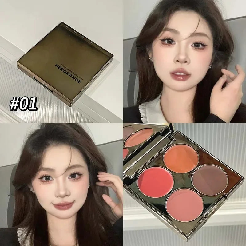 YICKYUE  -  Retro Reddish Brown Blusher Palette Multi-purpose Nude Cream Cheek Blush Contour Lip Mud Natural Matte Face Rouge Shadow Palette