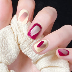 24P Full Coverage Coffin Fake Nails Simple Graffiti Rose Red Wearing Reusable False Nails Cute Kawaii Ballerina Press on Nail