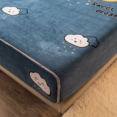 Fashion Soft Flannel Fitted Bed Sheet Warm Cozy Bed Mattress Protector Cover Breathable Mattress Sheet Cover 150x200cm