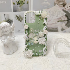 Handmade Angel Case For iPhone 11/12 pro max DIY phone shell 3D butterfly flowers XS MAX XR Creamy Customized Cover 12 mini gift