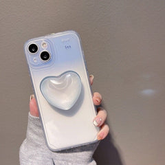 Cute Love Heart Ring Holder Stand Bracket Transparent Silicone Soft Case for iphone 13 Pro Max 12 11 XR X XS 7 8 plus SE 3 Cover