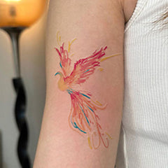 YICKYUE  -  20pcs Colorful Butterfly Temporary Sticker Tattoo Watercolor Flower Heart Body Art Tattoos Waterproof Fake Arm Body Tattoo Girls