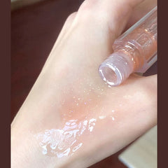 Yickyue Purple Glitter Water Light Lip Gloss Long-lasting Double-end Lip Glaze Mirror Liquid Lipstick Not Fade Lip Tint Korean Cosmetic