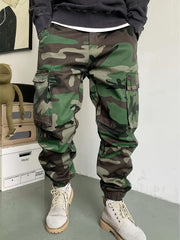 Hearujoy [All-Season Camo Cargo Pants] Men's Camo Cargo Pants - Comfort Fit with Multi-Pocket Design, Street Style Drawstring Waist, All-Season Wear