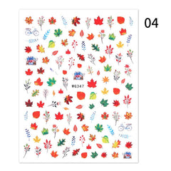1 Sheet Flower Leaf Tree Green 3D Bronzing Nail Art Stickers Black White Sliders Summer DIY Decals for Nail Art Decoration