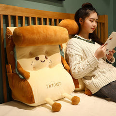 Toast Bread Cushion Short Plush Back Cushion PP Cotton Filling Nap Pillow Removable Washable Sofa Back Cushions Home Decor