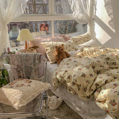 Wind Vintage Floral Mid-Ancient Cotton Four-Piece Cotton Quilt Cover Bed Sheet Bed
