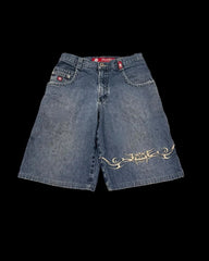 Hearujoy  Shorts Y2K Hip Hop Graphic Retro Blue Baggy Jeans Denim Gym Shorts Pants Mens Womens New High Waist Basketball Shorts