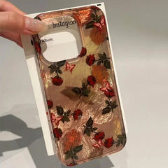 YICKYUE  Brown Bottom Leaf Pattern Phone Case For iPhone 16e Cases iPhone 16 Pro Max 15 14 13 12 11 XS X XR 7 8 Plus Shockproof TPU Cover