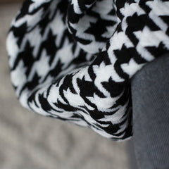 Fluffy Plaid Blanket Houndstooth Throw Blanket Tassel Bedspread Bed Cover Blanket Nordic Style Black and White Plush Blanket