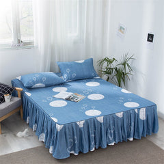 Fashion Home Pleated Dust Bed Cover with Bed Skirt Queen Size Fade Resistant Bedspread Soft Single Double Bedsheet No Pillowcase