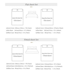 YICKYUE  -  Vintage French Floral Lace Ruffles Bedding Set 100% Cotton Double Layer Yarn Duvet Cover Flat/Fitted Bed Sheet Pillowcases 4Pcs