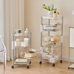 Yickyue Multifunctional Kitchen Rotating Shelf Floor Multi-layer Removable Cart Fruit and Vegetable Snacks Transparent Storage Rack