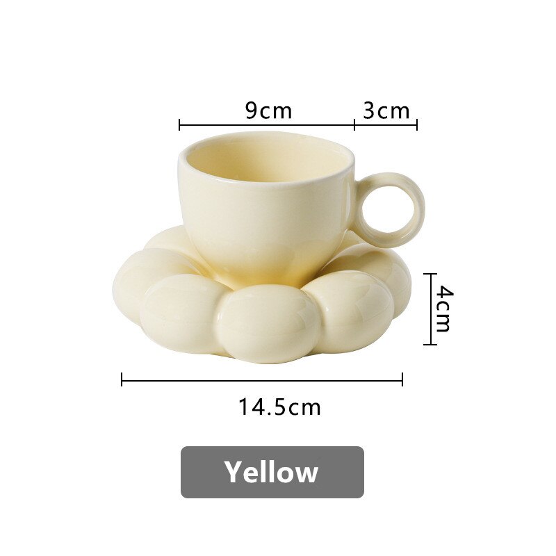 Nordic Pink Flower Ceramic Coffee Mug Saucer Reusable Creative Cute Home Decorative Breakfast Latte Milk Tea Cup Set Couple Gift