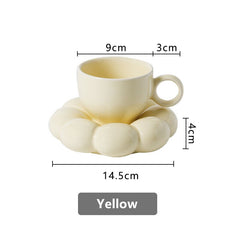 Nordic Pink Flower Ceramic Coffee Mug Saucer Reusable Creative Cute Home Decorative Breakfast Latte Milk Tea Cup Set Couple Gift