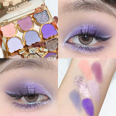 YICKYUE  -  6 Colors Eye Shadow Palette Iris Purple Glitter Pearly Eyeshadow Palette Fashion Korean Shiny Eye Shadow Charming Eye Makeup