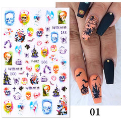 Merry Christmas 3D Nails Sticker Winter Cute Cartoon Sliders Snowflake Elk Xmas Tree Decal UV Gel Polisn Manicures Foils Decor