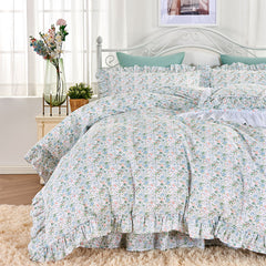 YICKYUE  -  Fresh pastoral ruffle bedding sets,twin full queen king cotton american country bedclothes bedspreads pillow case quilt cover