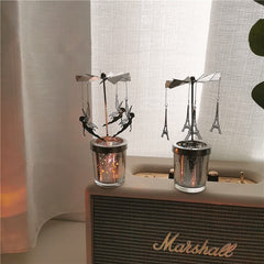 European Style Cup-shaped Candle Dream Rotating Candle Aromatherapy Candlestick Iron Girl Heart Romantic Retro Ornament Lantern