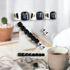 False toenails Beauty for Toenail with Black and White Unique Elegant Long Lasting Simple Detachable Suit for Women's Daliy Life