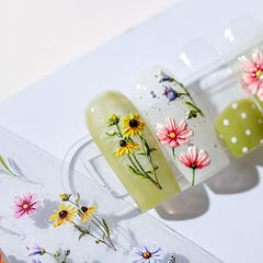 1pc Hawaiian Plumeria Nail Art Stickers Embossed Sunflower 5D Adhesive Slider Sticker Frangipani Flowers Nail Art Decorations