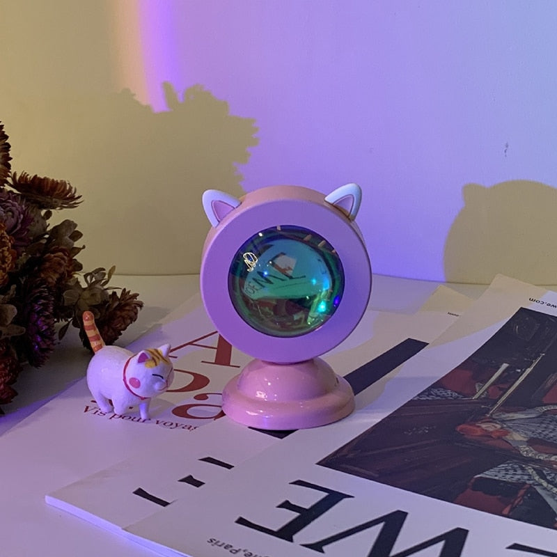 Kawaii Sunset Light Photo prop Desktop Atmosphere Sunset Dawn Light Bedroom Projection Rainbow Table Lamp Decoration Night Light