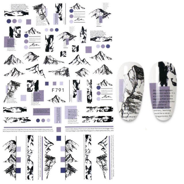 The Nails Stickers Abstract Sketch Face Nail Art Flower Leaf Manicure Design Self Adhesive Stickers For Nails